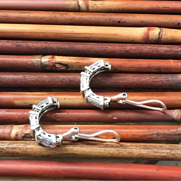 Silpada Sterling Silver Cubic Zirconia Clip on Hoop Earrings - Picture 5 of 7